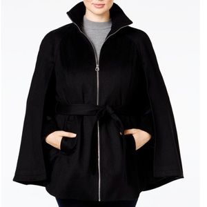 Laundry by Shelli Segal Shanice Black Wool Cape Coat Size Large